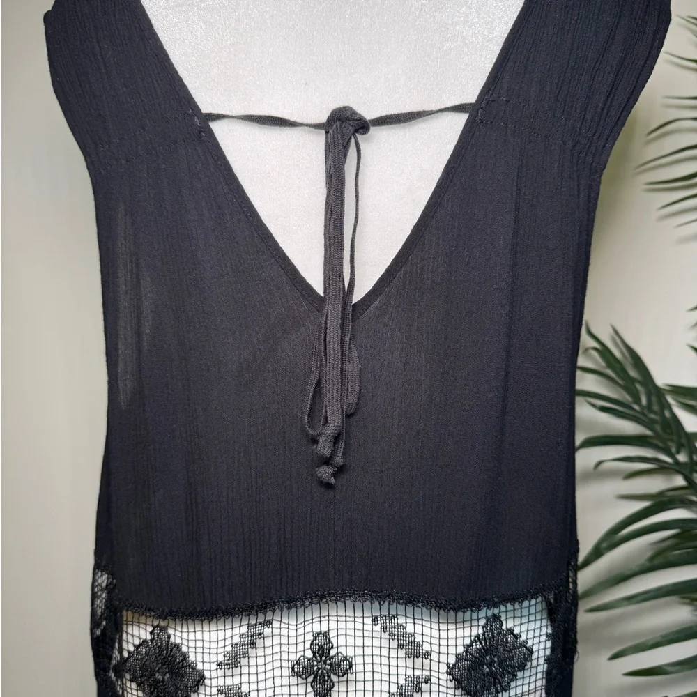 Free People Black Dress w Waist Cut Out Pattern - Medium - Picture 11 of 16
